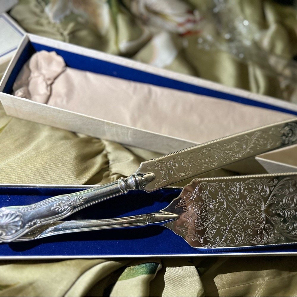 Sheffield Silver Co. Kings Pattern Cake Lasagna Spatula Server&cake knife set - Picture 7 of 10